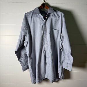 Oscar De La Renta Button Down Dress Shirt 19 1/2/5 Light Gray Blue